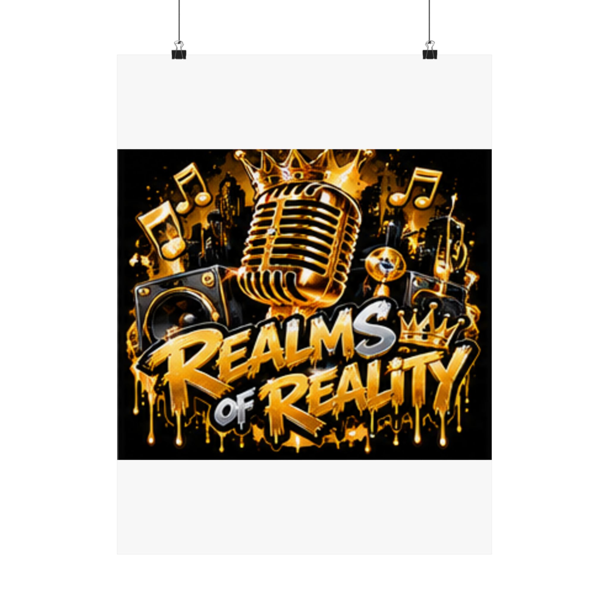 Realms of Reality — Golden Mic Matte Vertical Posters